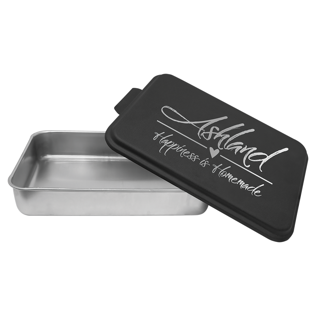 Personalized, Laser Engraved Aluminum Cake Pan with Lid