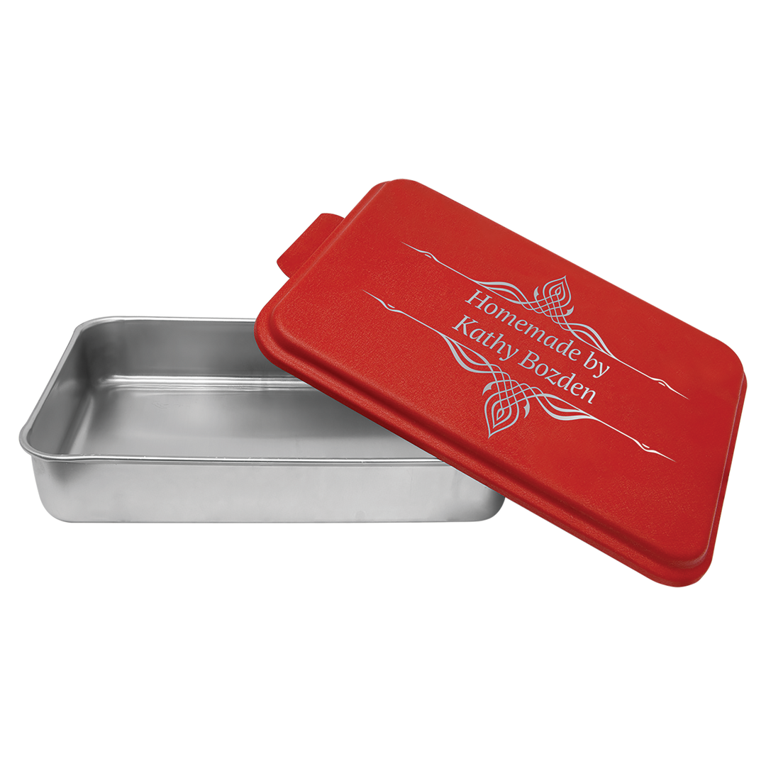 Personalized, Laser Engraved Aluminum Cake Pan with Lid