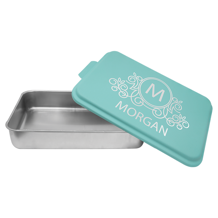 Personalized, Laser Engraved Aluminum Cake Pan with Lid