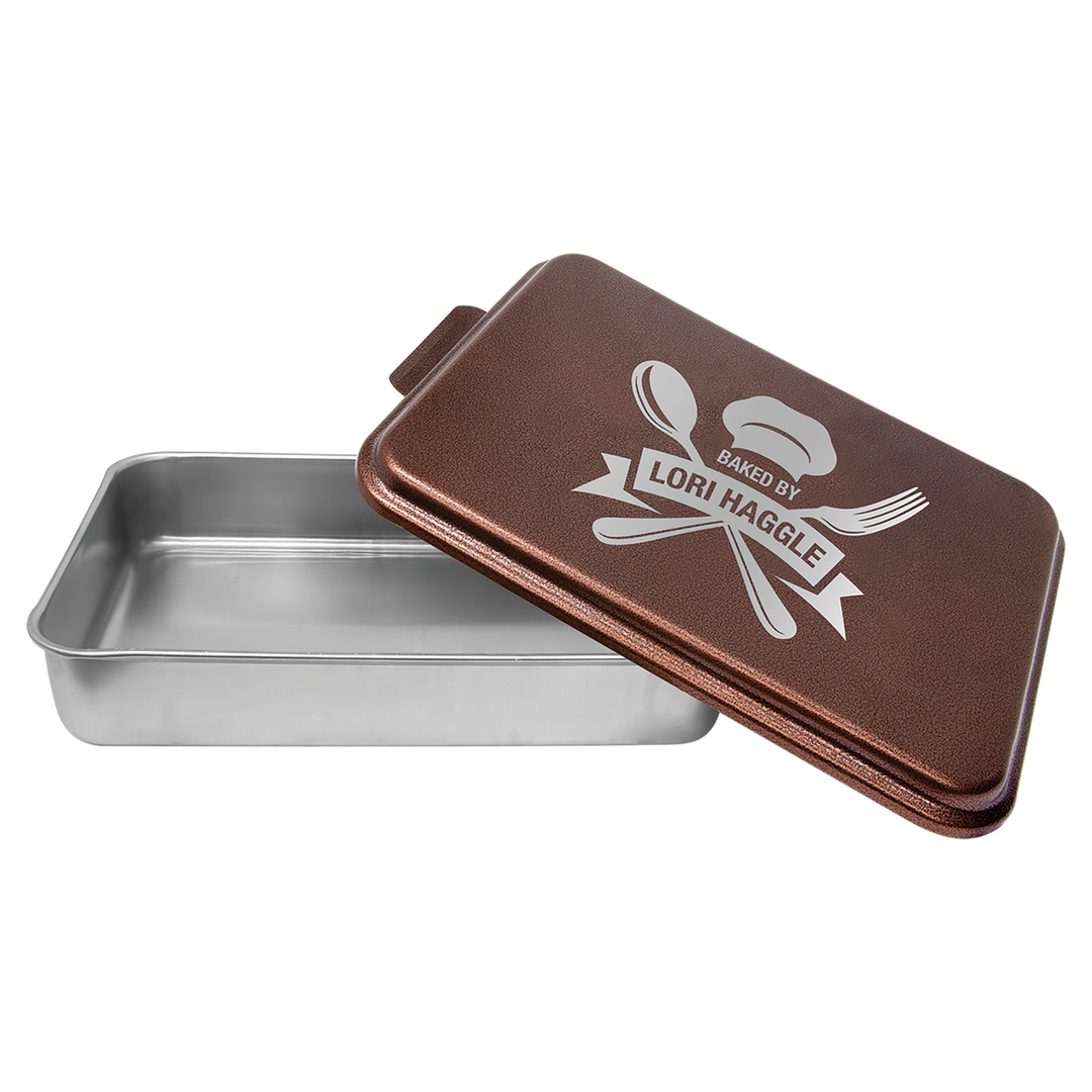Personalized, Laser Engraved Aluminum Cake Pan with Lid