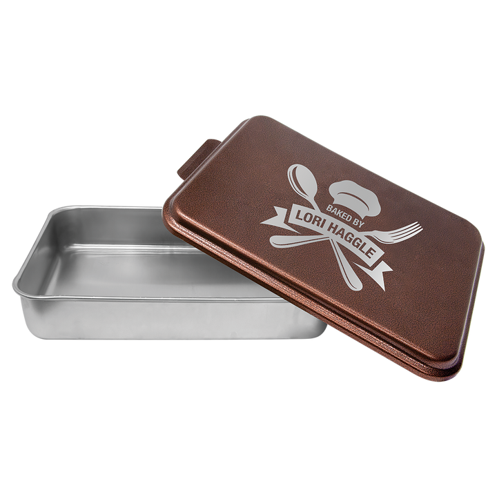 Personalized, Laser Engraved Aluminum Cake Pan with Lid