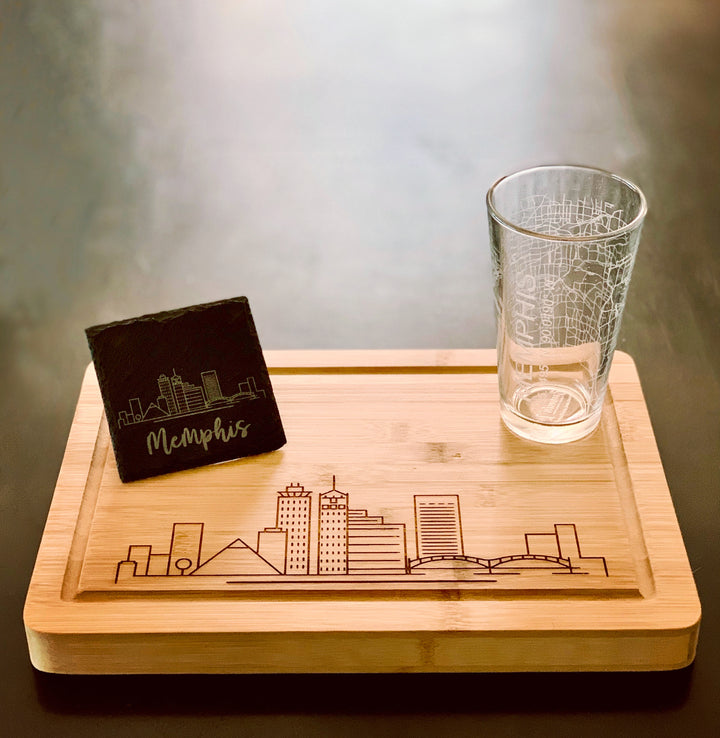 Large, Laser Engraved, Memphis Skyline Cutting Board  (14"x10")