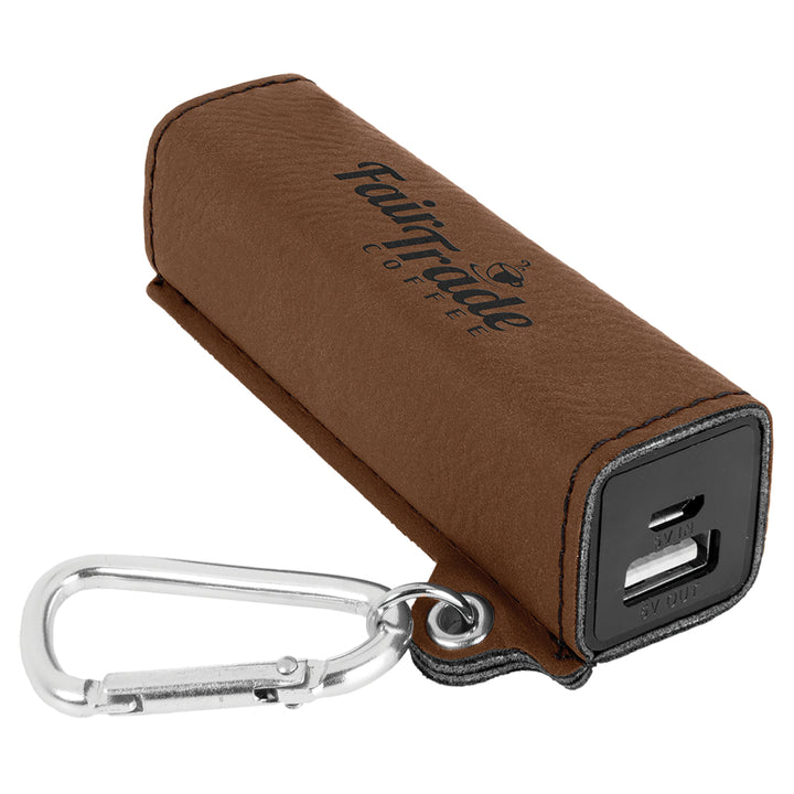 Personalized, Laser Engraved Leatherette Portable Charger - 2200mAh