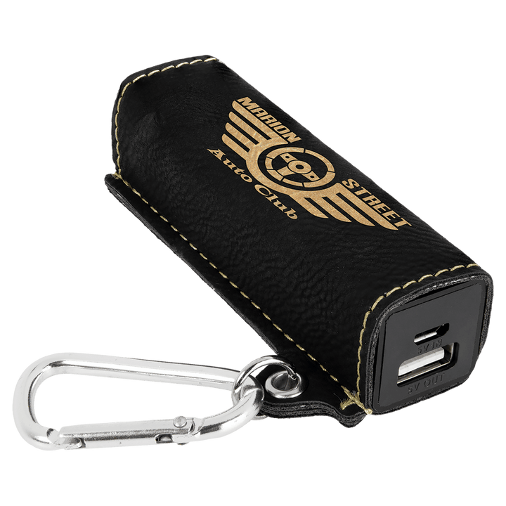 Personalized, Laser Engraved Leatherette Portable Charger - 2200mAh