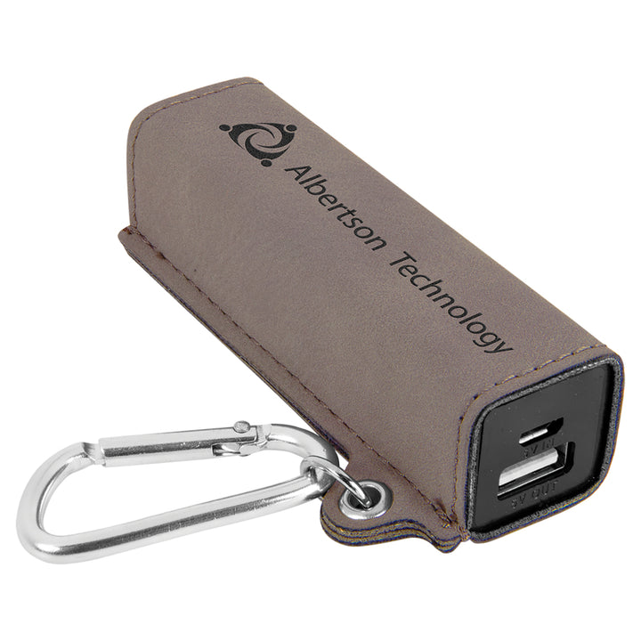 Personalized, Laser Engraved Leatherette Portable Charger - 2200mAh