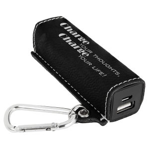 Personalized, Laser Engraved Leatherette Portable Charger - 2200mAh