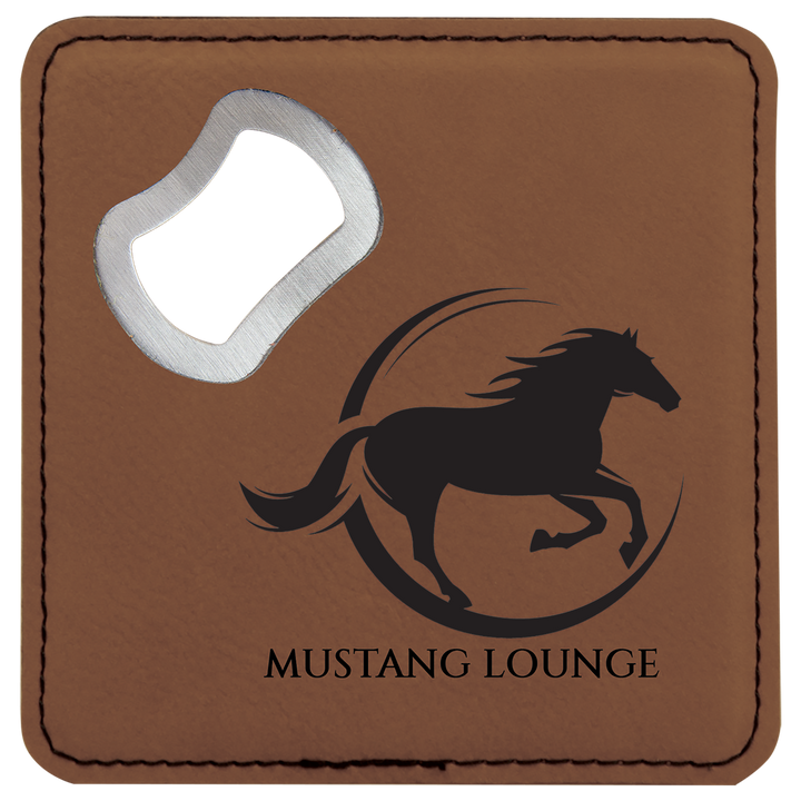 Personalized Engraved Leatherette Coaster with Bottle Opener