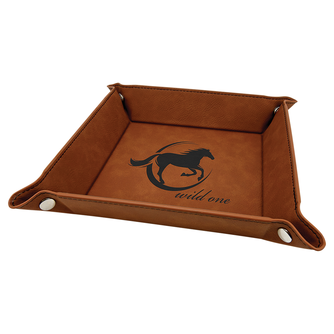 Personalized, Engraved Leatherette Valet Tray (6"x6")