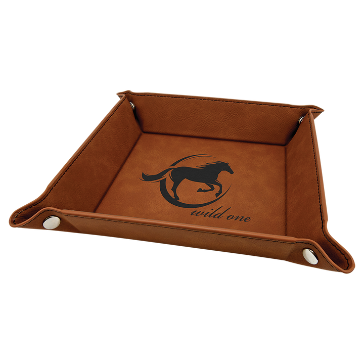 Personalized, Engraved Leatherette Valet Tray (6"x6")