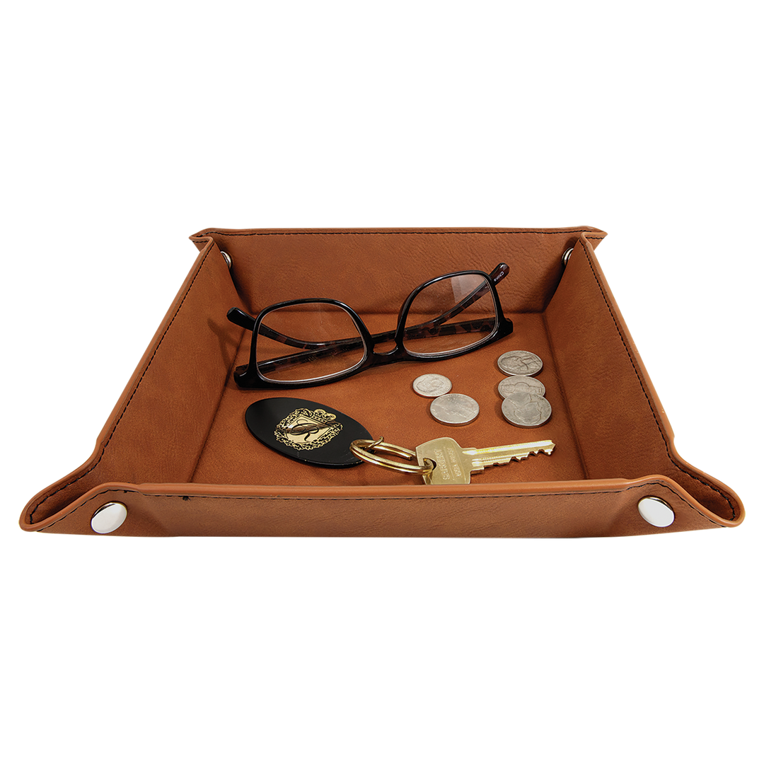 Personalized, Engraved Leatherette Valet Tray (6"x6")