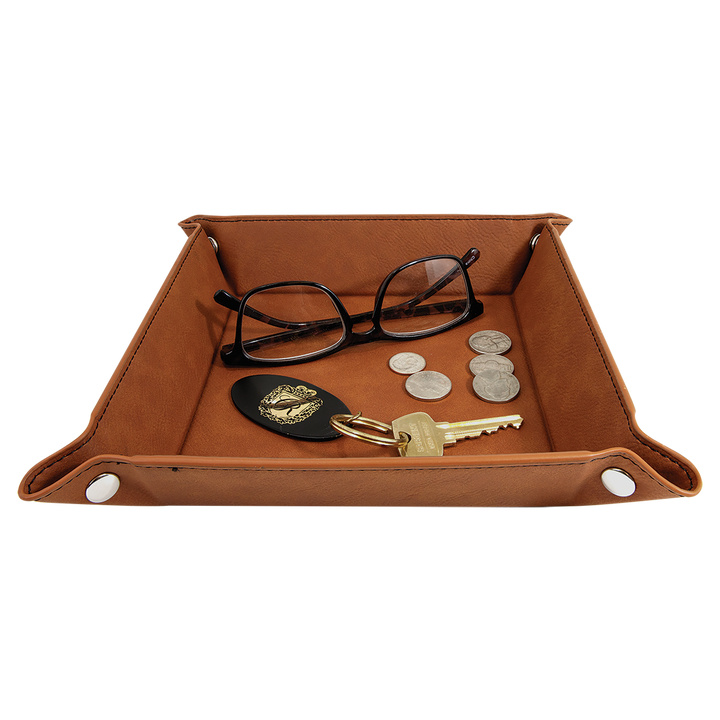 Personalized, Engraved Leatherette Valet Tray (6"x6")
