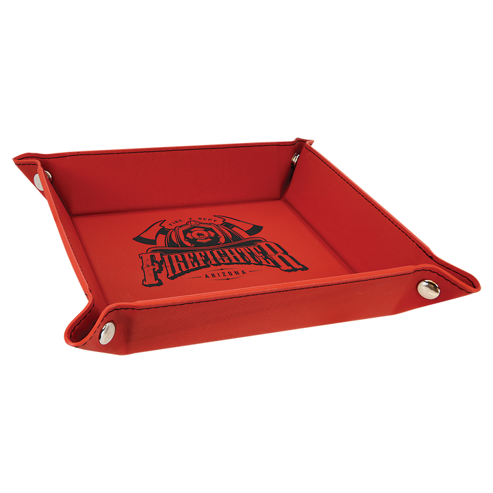 Personalized, Engraved Leatherette Valet Tray (6"x6")