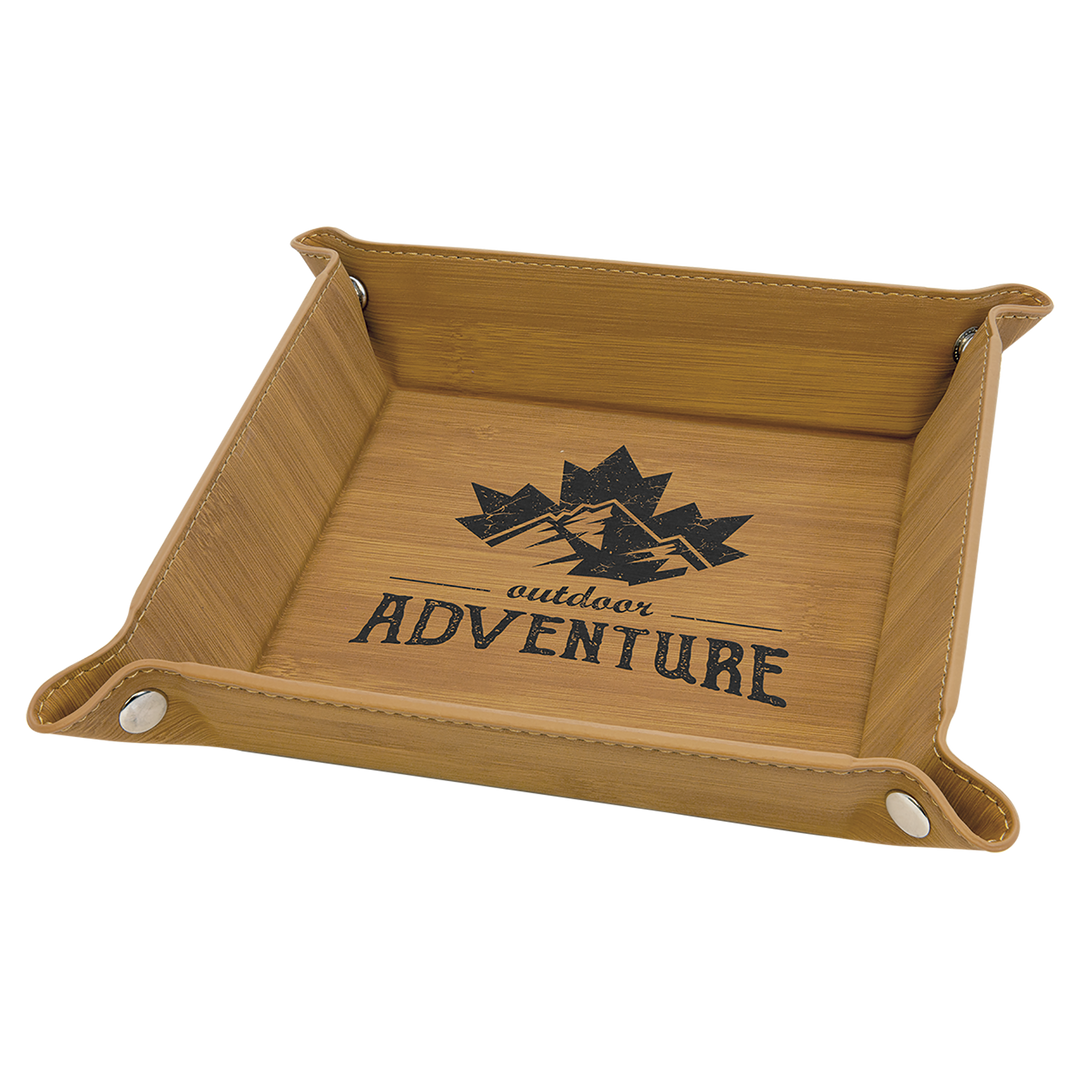 Personalized, Engraved Leatherette Valet Tray (6"x6")
