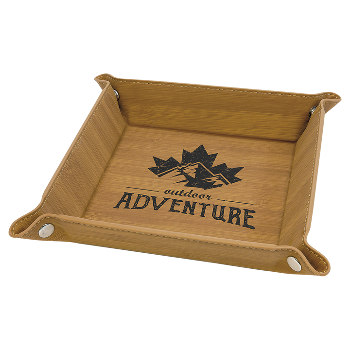 Personalized, Engraved Leatherette Valet Tray (6"x6")