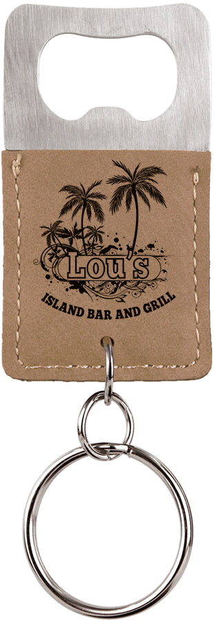 Personalized, Engraved Leatherette Keychain with Bottle Opener