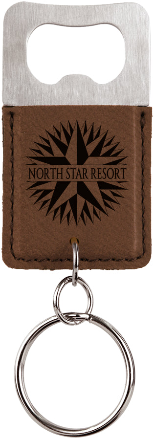 Personalized, Engraved Leatherette Keychain with Bottle Opener