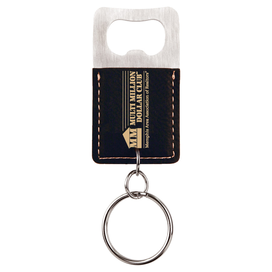 Multi Million Dollar Club - Black & Gold Leatherette Keychain with Bottle Opener