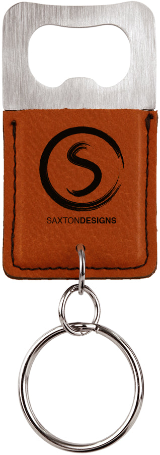 Personalized, Engraved Leatherette Keychain with Bottle Opener