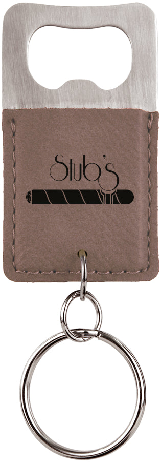Personalized, Engraved Leatherette Keychain with Bottle Opener