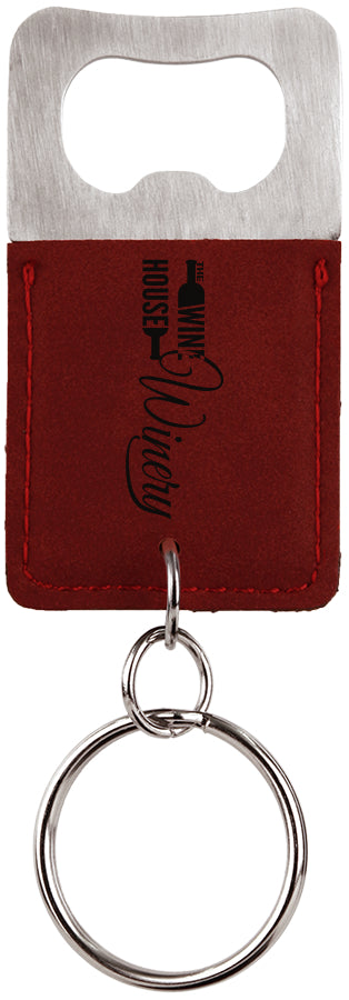Personalized, Engraved Leatherette Keychain with Bottle Opener