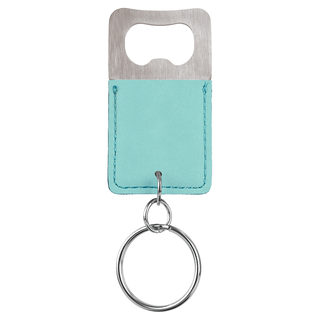 Personalized, Engraved Leatherette Keychain with Bottle Opener