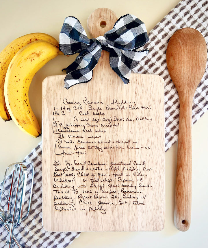 Personalized, Engraved Recipe Board - Natural Wood