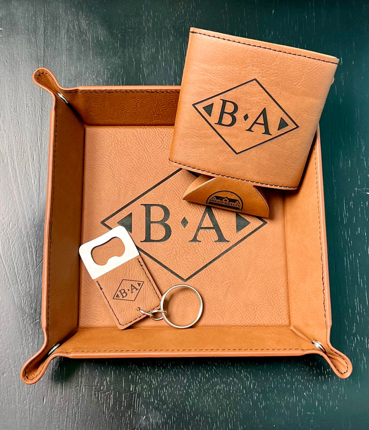 Personalized, Engraved Leatherette Valet Tray (6"x6")