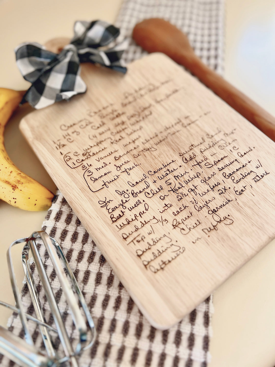 Personalized, Engraved Recipe Board - Natural Wood