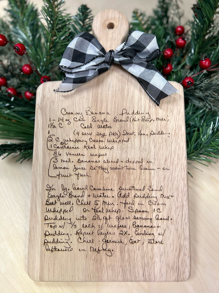 Personalized, Engraved Recipe Board - Natural Wood