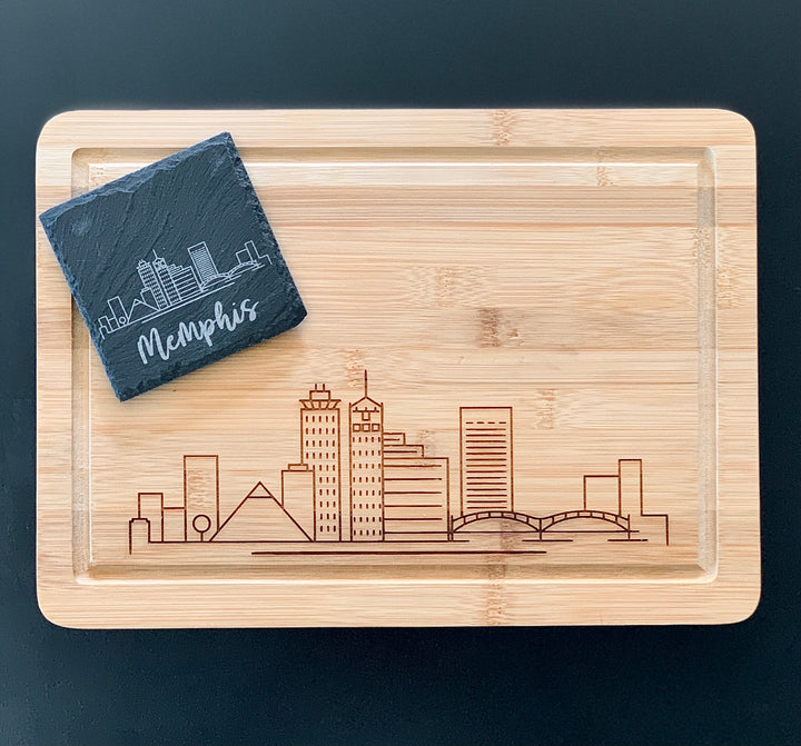 Large, Laser Engraved, Memphis Skyline Cutting Board  (14"x10")