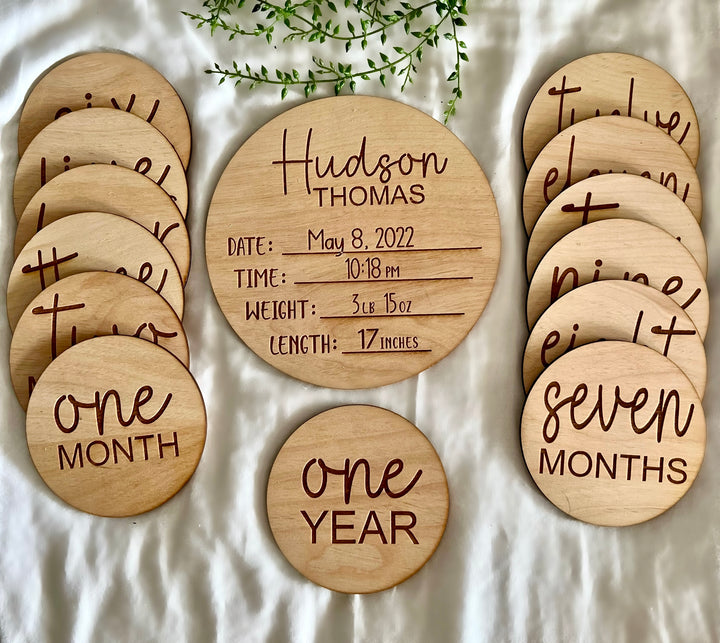 Wooden Monthly Milestone Markers