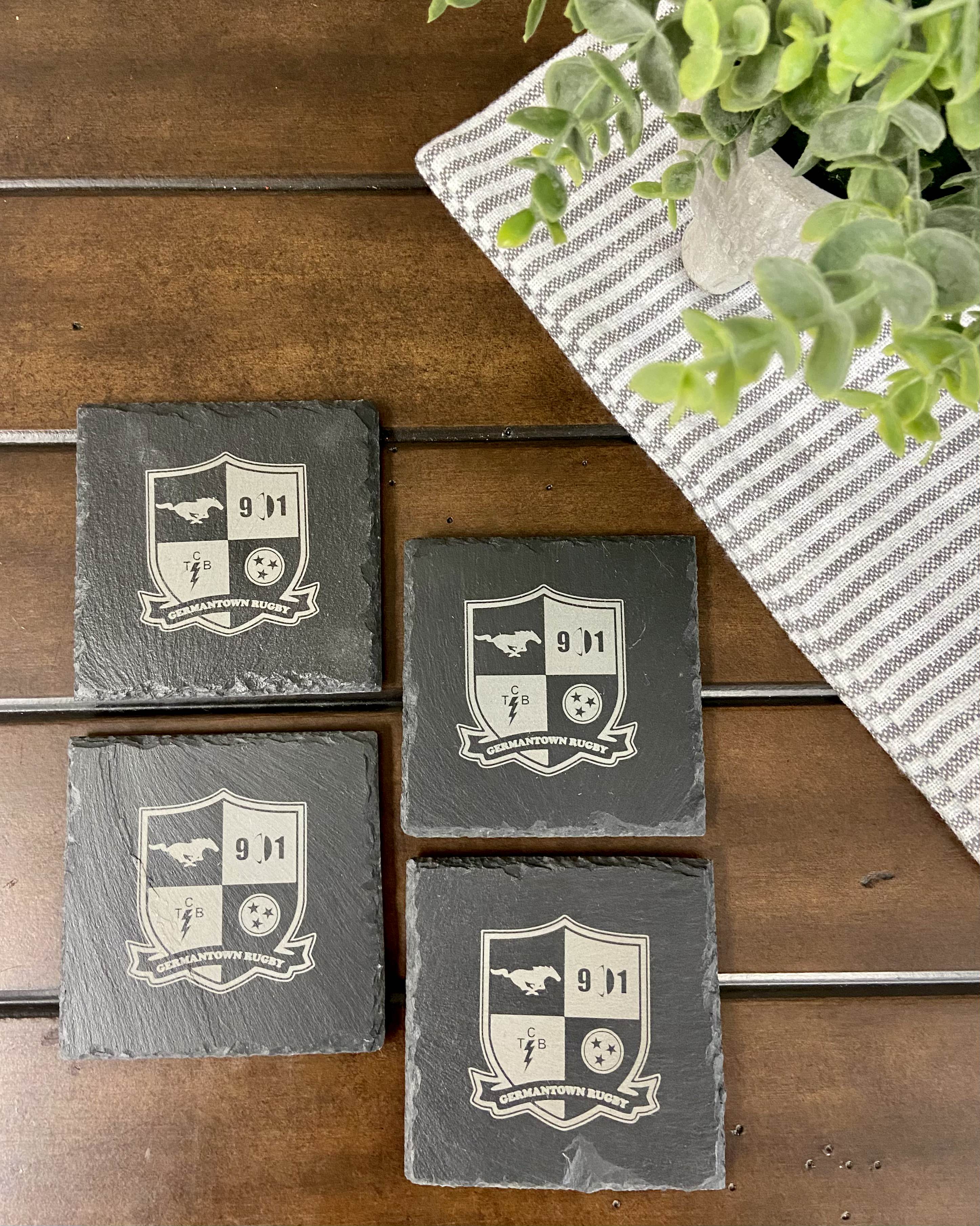 Custom, Personalized Engraved Slate Coasters – 901 Promo + Burnin' Love ...
