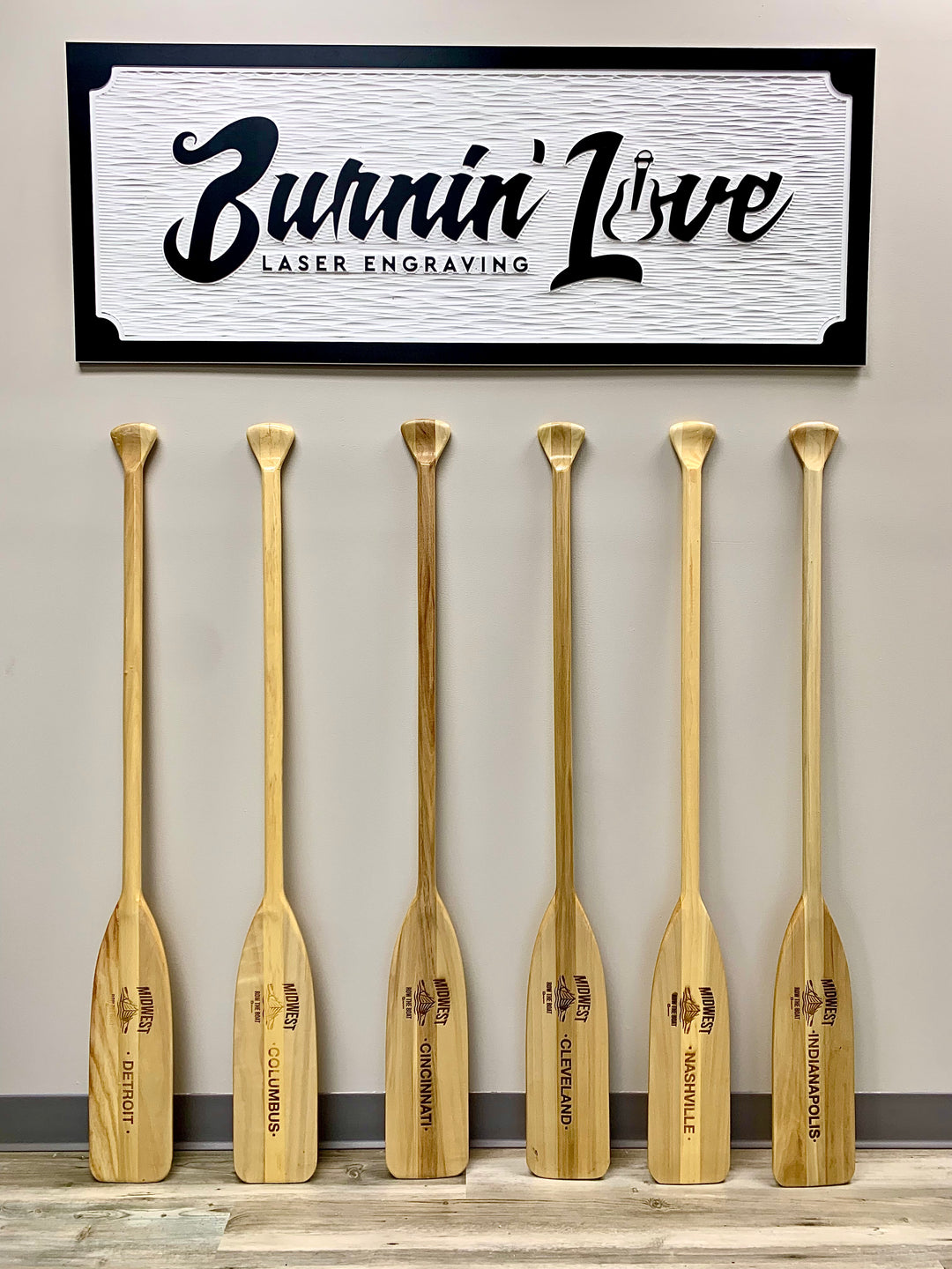 Personalized, Engraved Wooden Boat Paddle – 901 Promo + Burnin