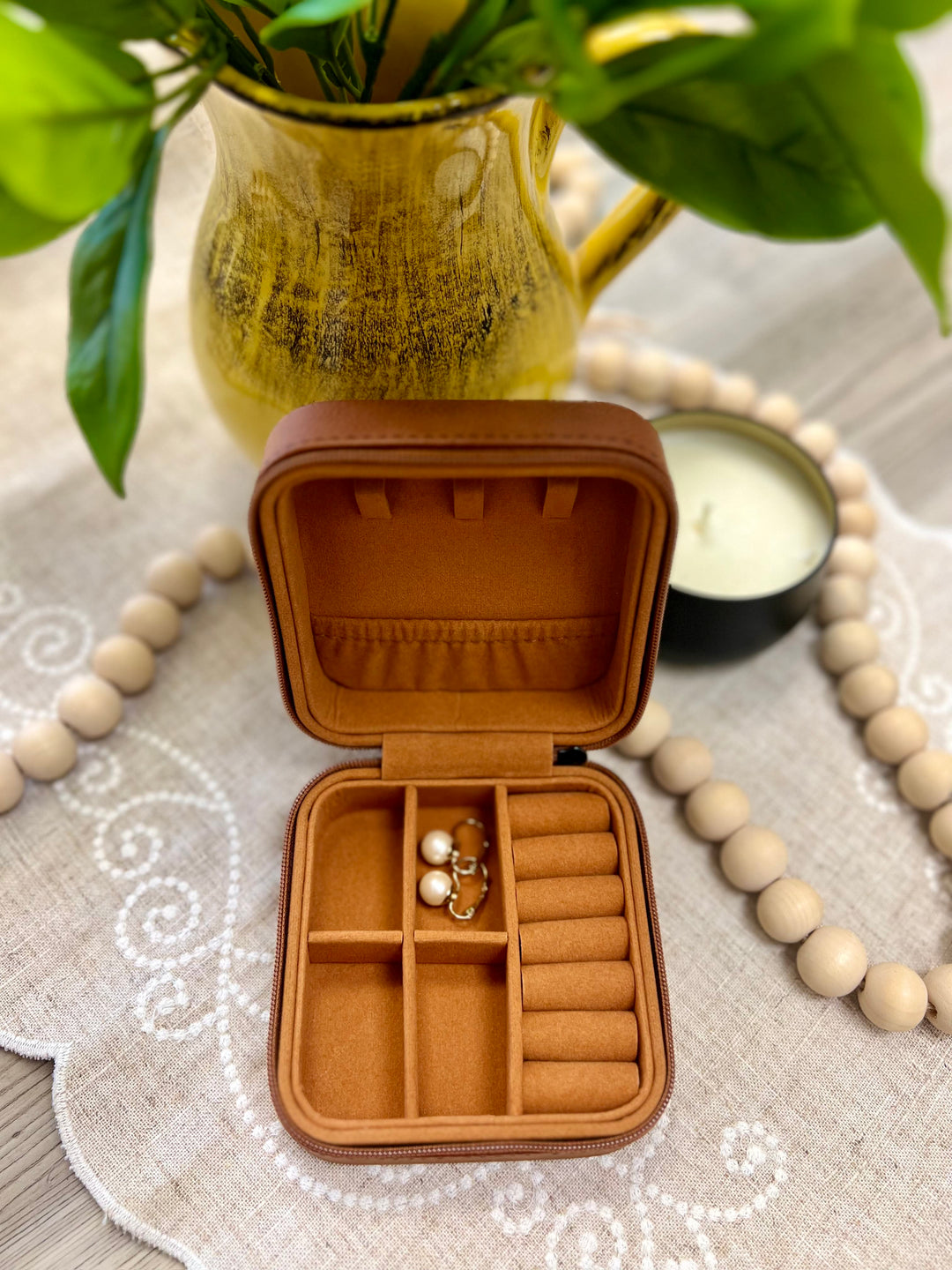 Personalized, Engraved Leatherette Jewelry Box - Travel Size (4"x4")